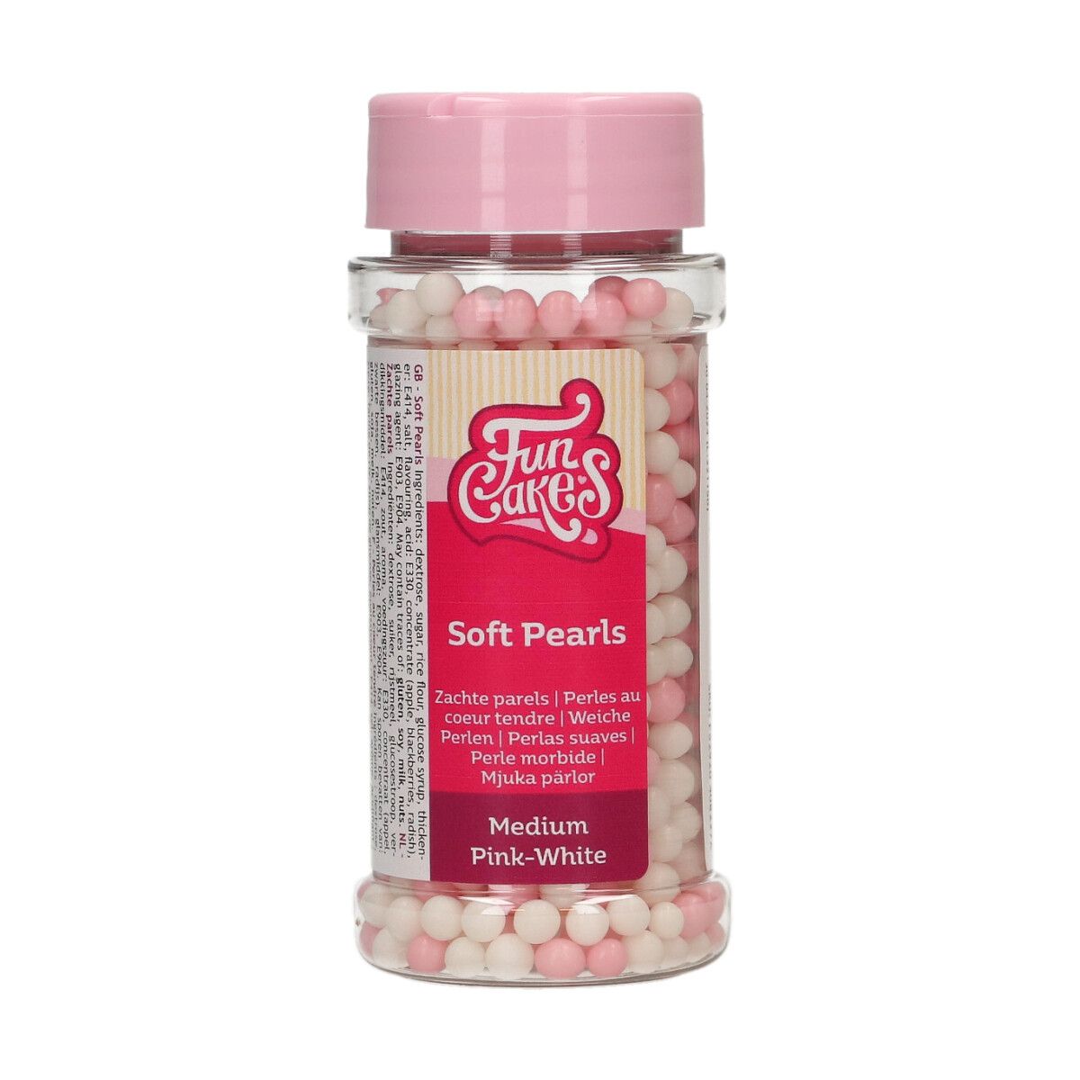 FUNCAKES ZACHTE PARELS MEDIUM ROZE/WIT 60 G