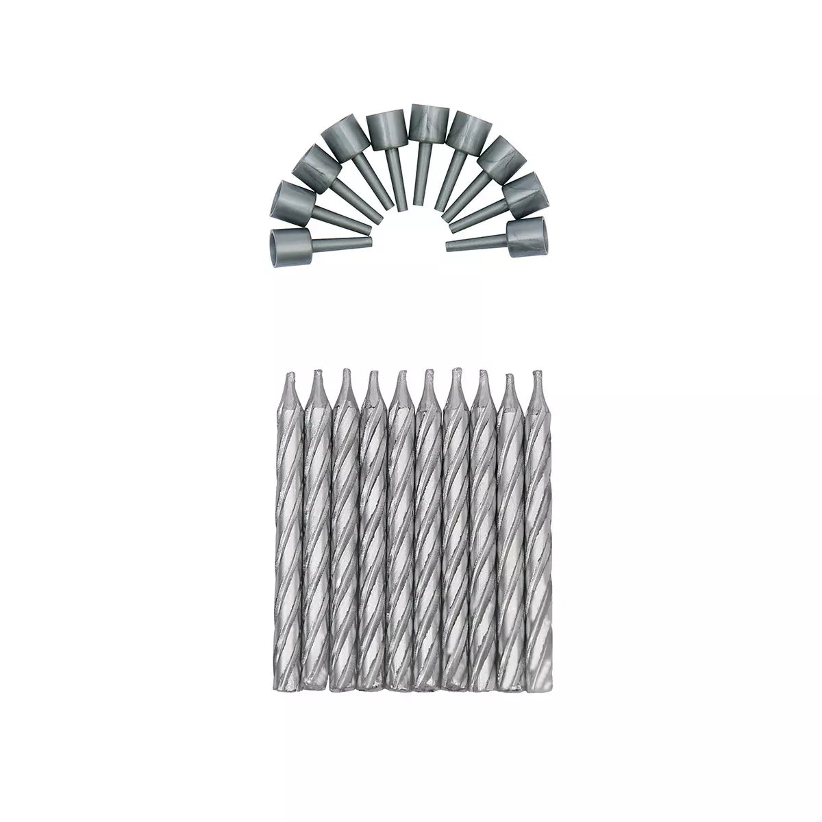 Taartkaarsjes met houders Zilver 10st
