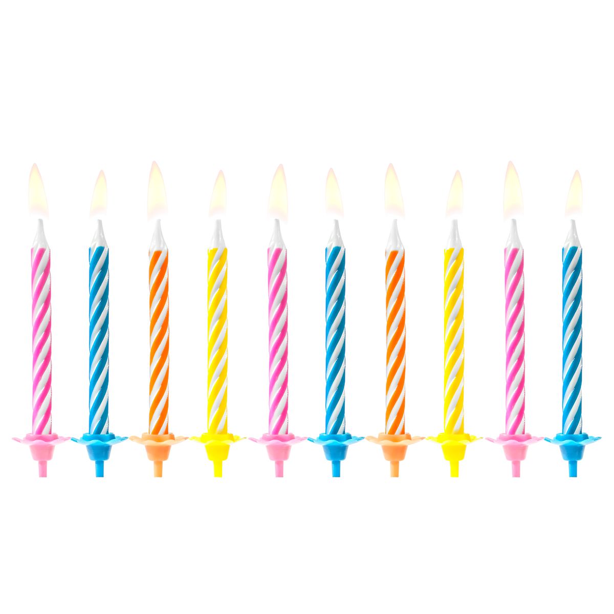 PARTYDECO VERJAARDAG KAARSEN GEKLEURD PK/10