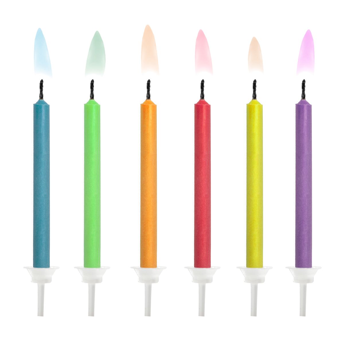 PARTYDECO VERJAARDAG KAARSEN GEKLEURDE VLAMMEN PK/6
