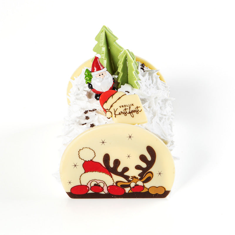 Chocolade vierkantje met kerstmuts Vrolijk Kerstfeest