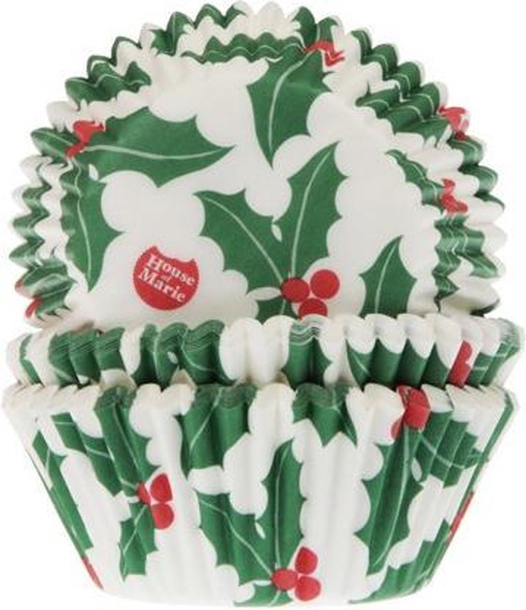 House of Marie Cupcake vormpjes - Kerst Hulst - 50 stuks