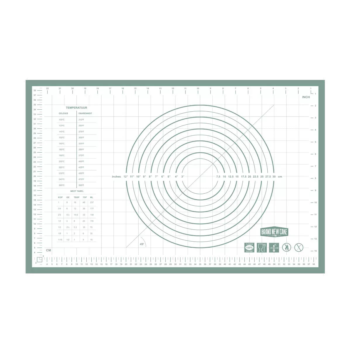 BrandNewCake Uitrol Bakmat met Maatindeling 60x40cm