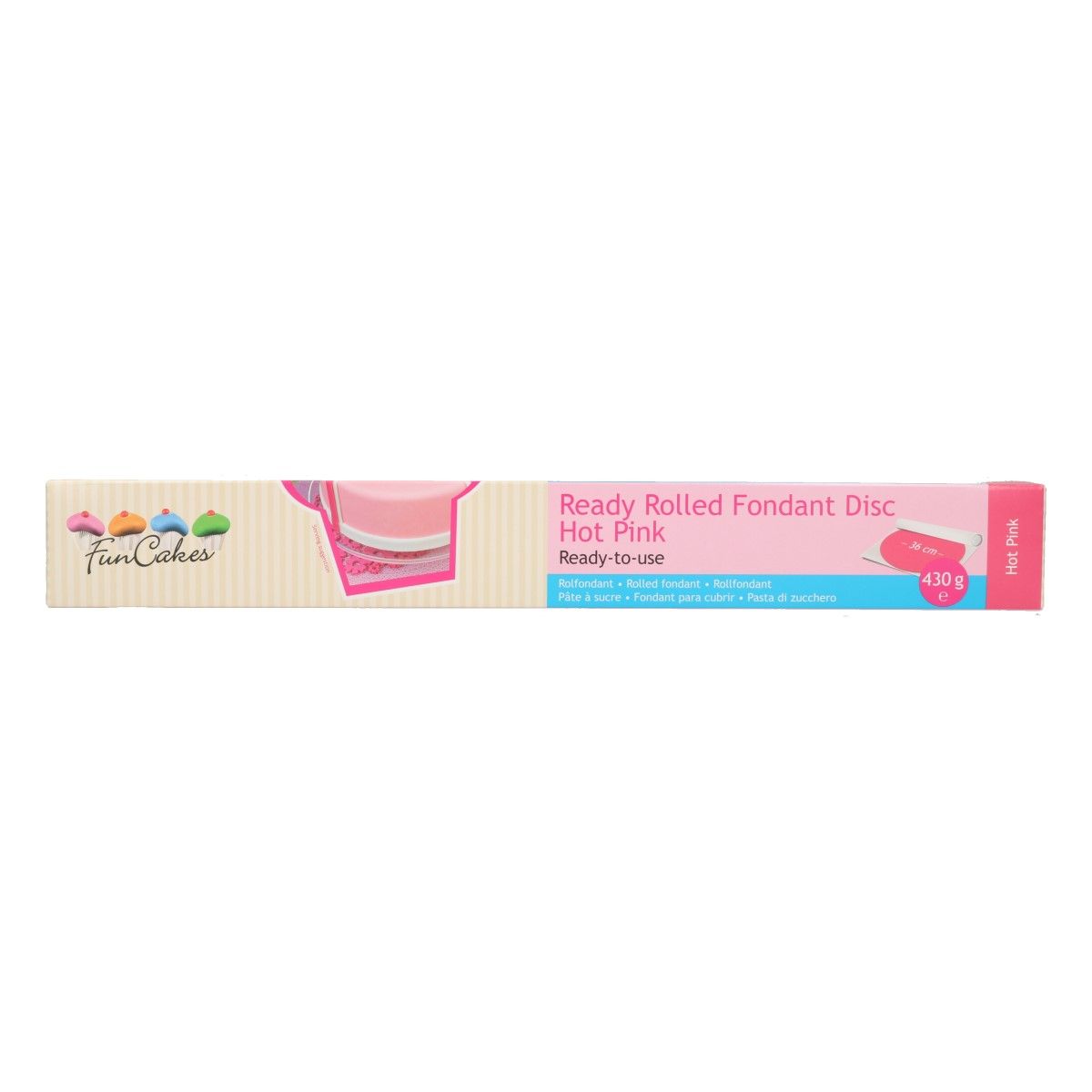 Funcakes ready rolled fondant disc Hot pink 430g
