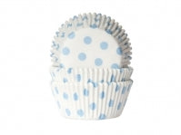 Baking cups stip wit/baby blauw pk/50