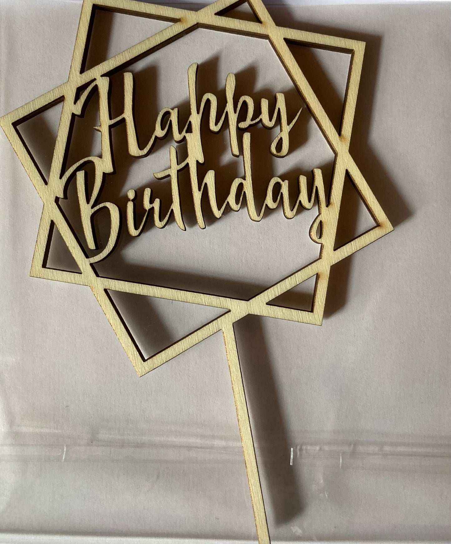 Taarttopper hout- Happy Birthday