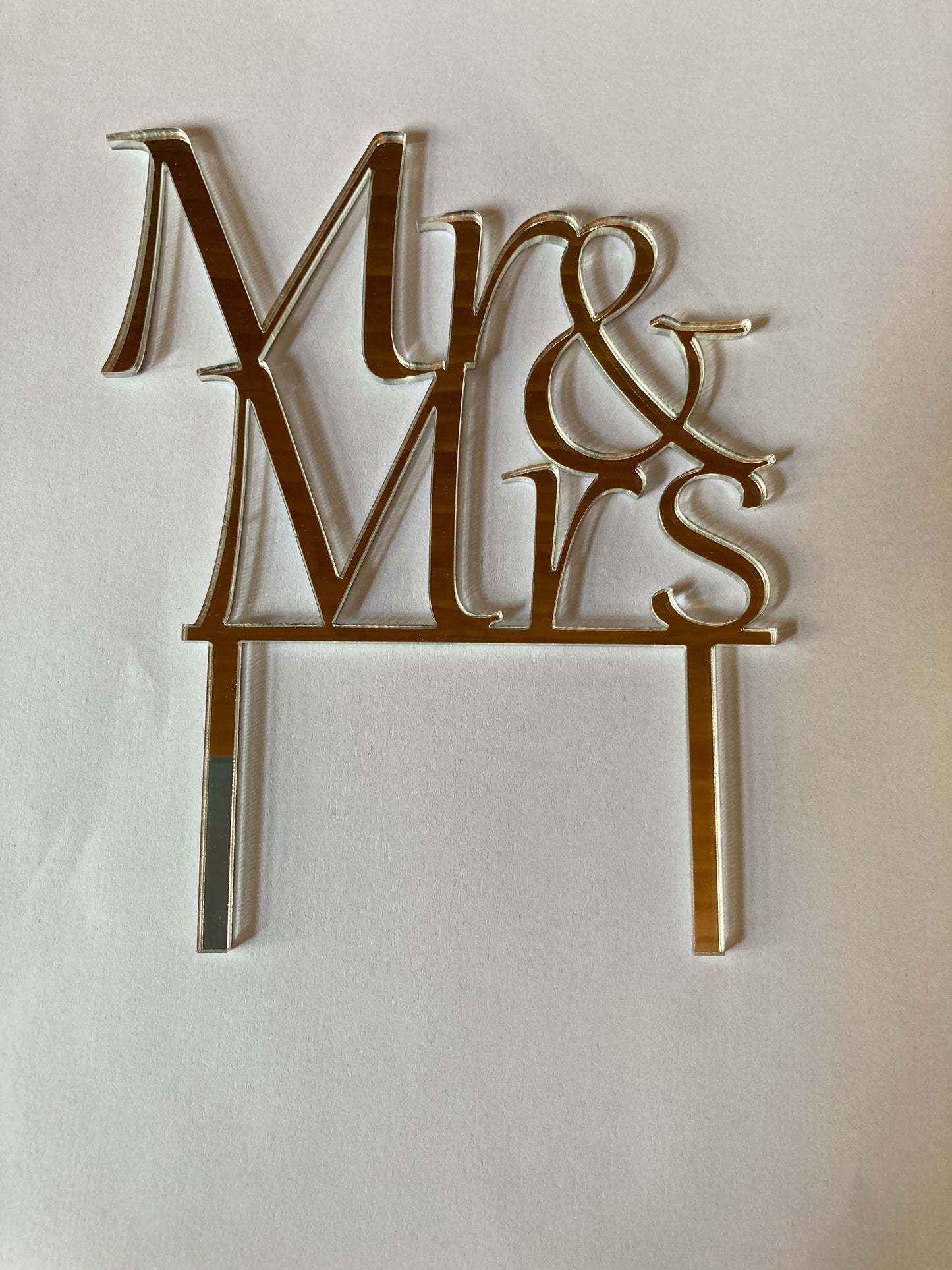 Taarttopper acryl gold - Mr & Mrs