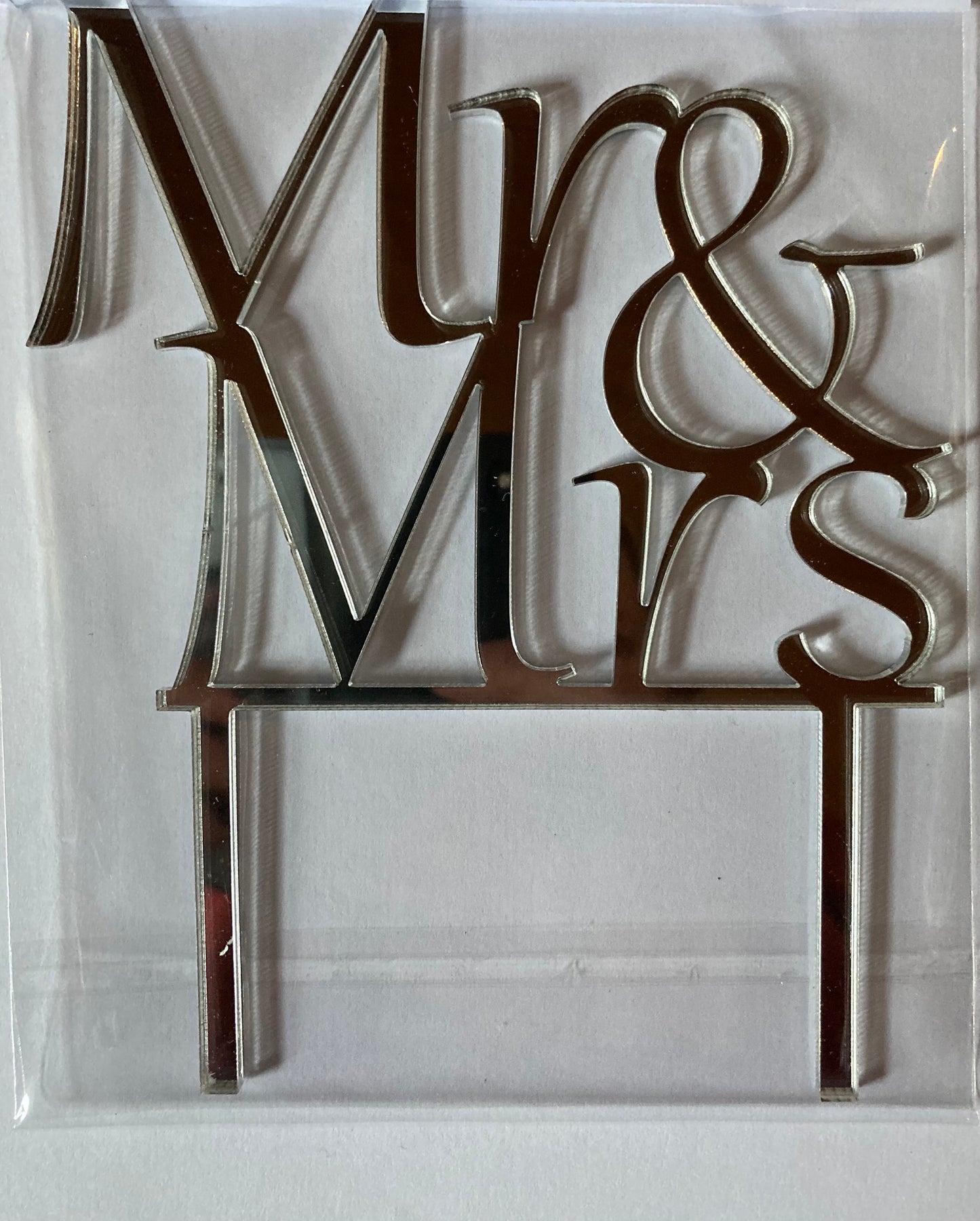 Taarttopper acryl Zilver- Mr & Mrs
