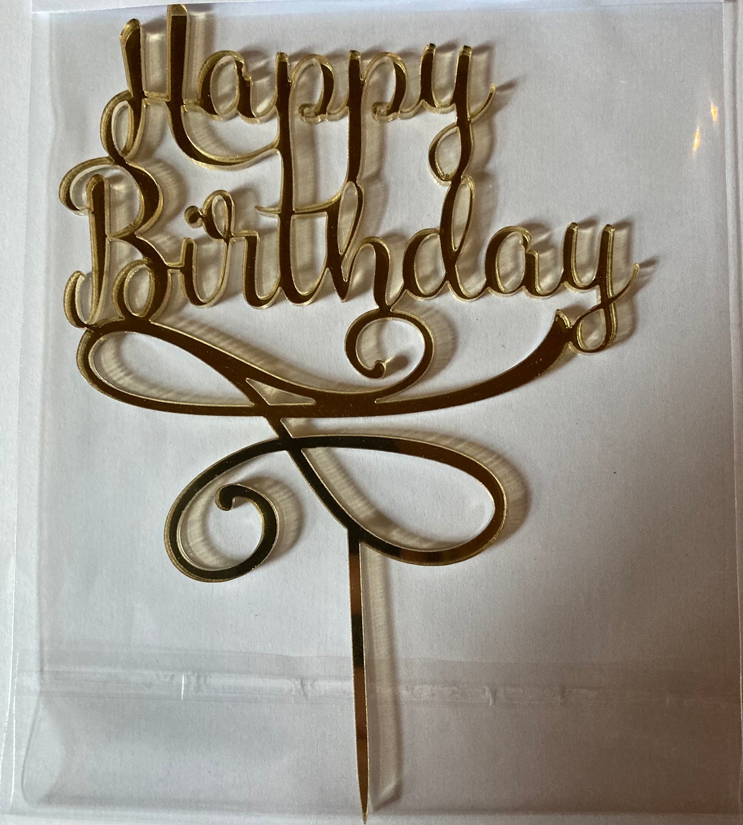 Taarttopper acryl gold- Happy Birthday