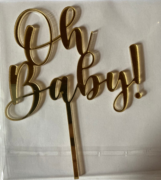 Taarttopper acryl gold- OH Baby!