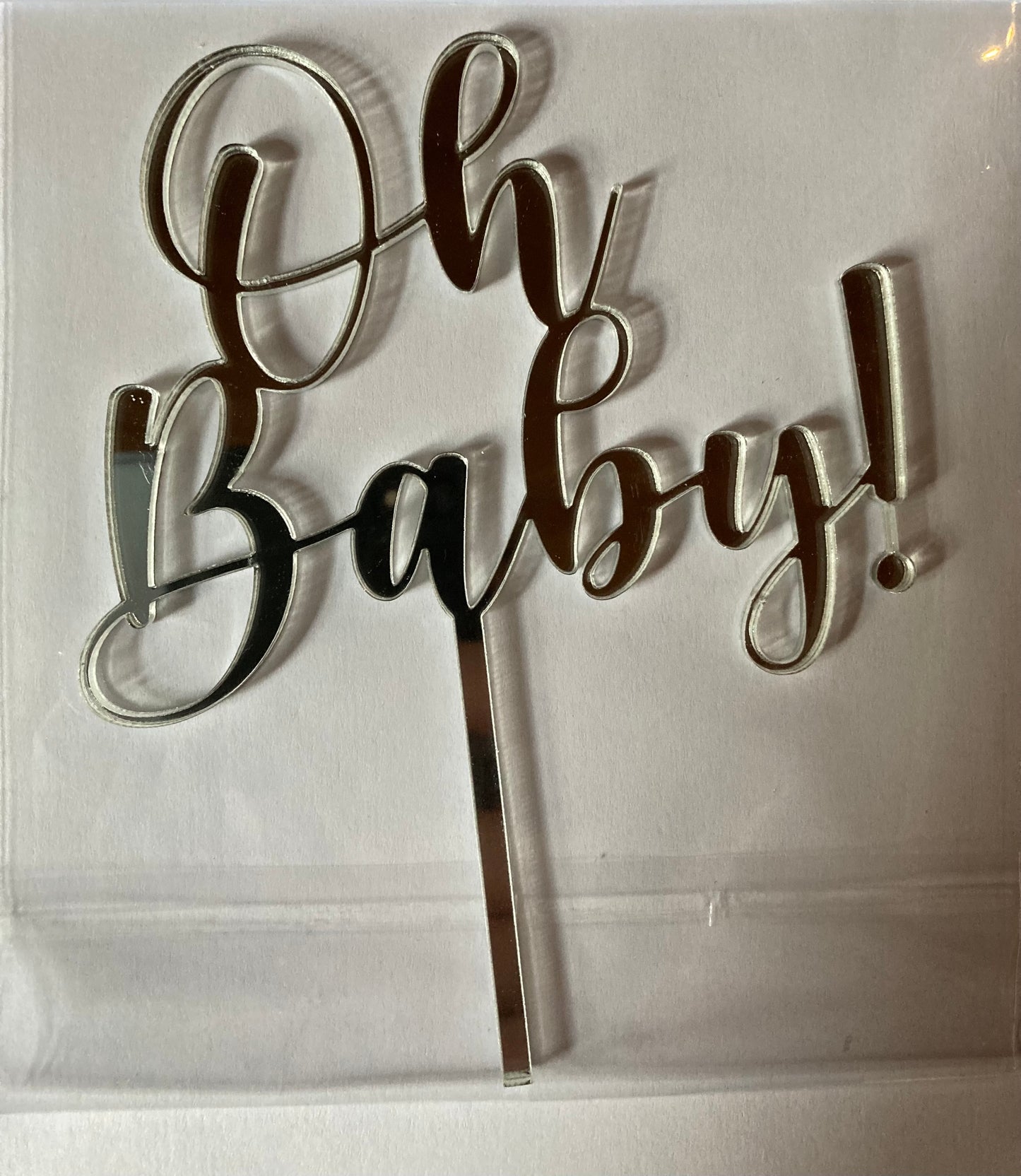 Taarttopper acryl Zilver - OH baby!