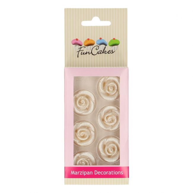 funcakes marsepain decoratie rozen silver set/6