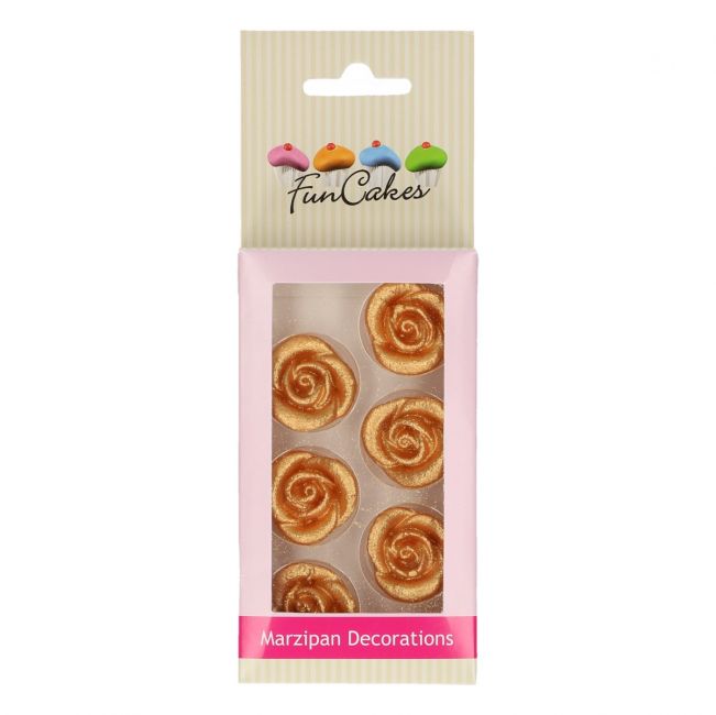 Funcakes marsepain gouden rozen Set/6