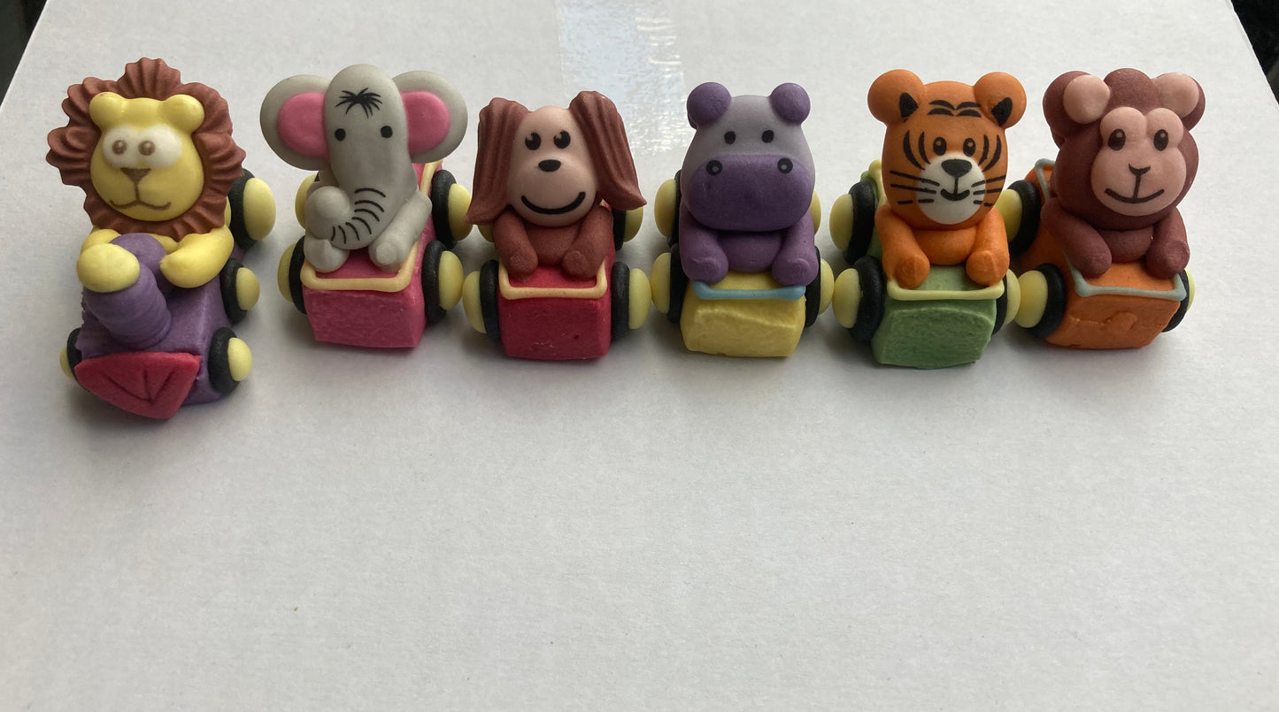 3D suiker safari dieren ( trein)6 stuks