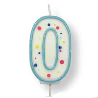 Number 0 Candle Blue
