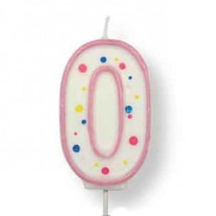 Number 0 Candle Pink