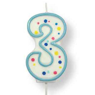 Number 3 Candle Blue