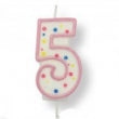 Number 5 Candle Pink