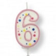 Number 6 Candle Pink