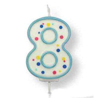 Number 8 Candle Blue