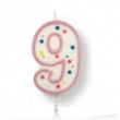 Number 9 Candle Pink