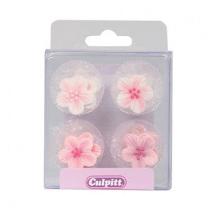 Bloemen Roze Suikerdecoratie 12st