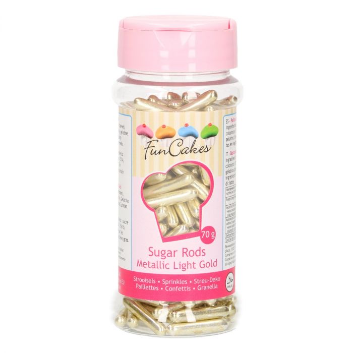 Funcakes metallic sugar rods-light gold-70g