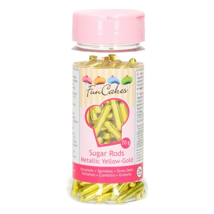 Funcakes metallic sugar rods-yellow gold-70g