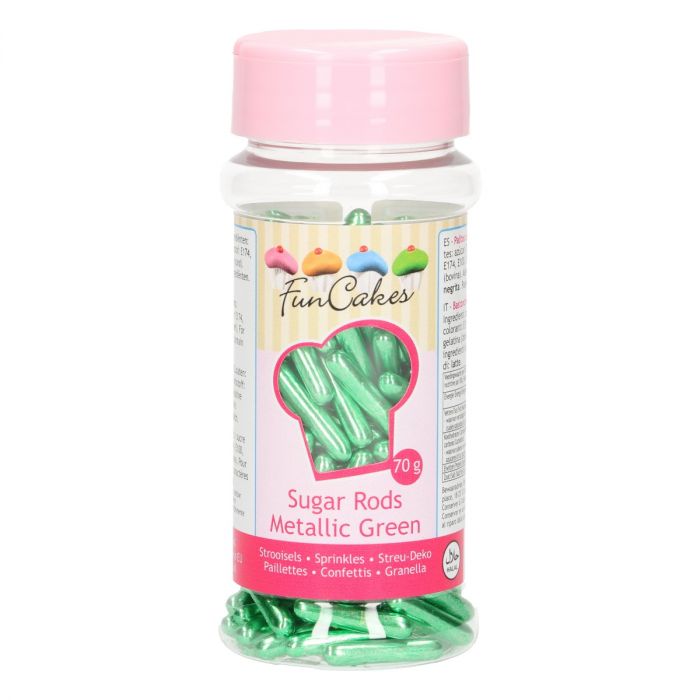 Funcakes metallic sugar rods-green-70g