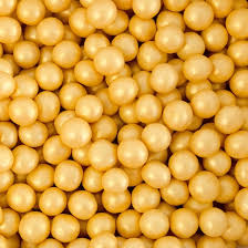 Chocolade-koekjes parels wit-goud 10mm