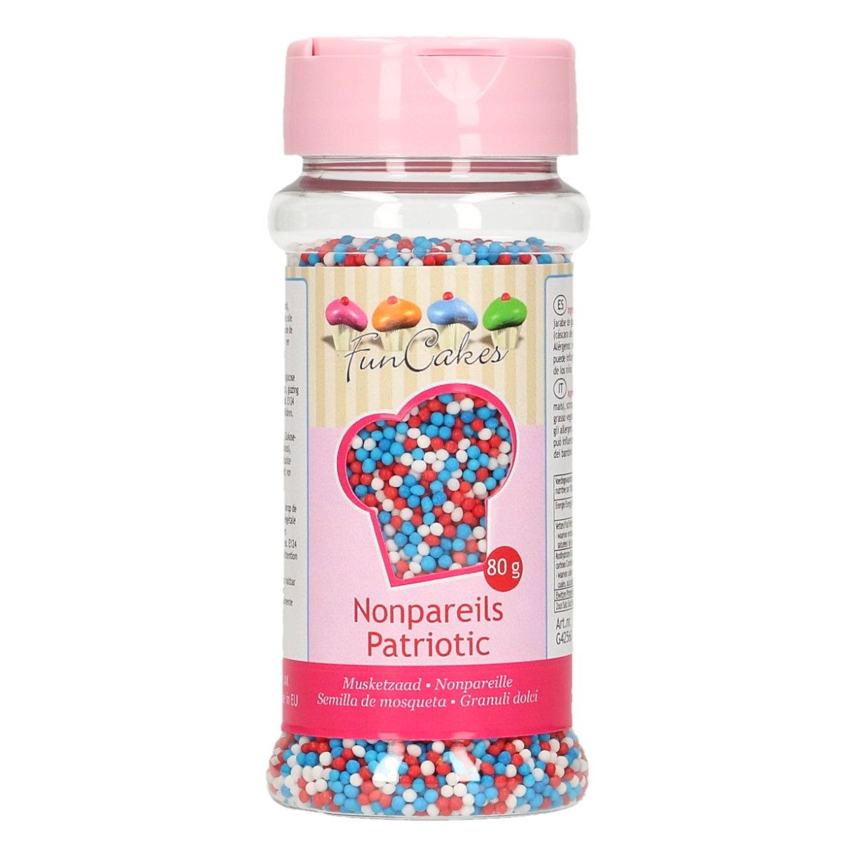 Funcakes Musketzaad rood-blauw-wit 80g