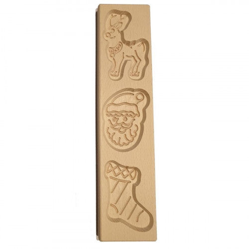 Speculoosplank kerst- rendier,kerstman,laars 3x(9x8cm)