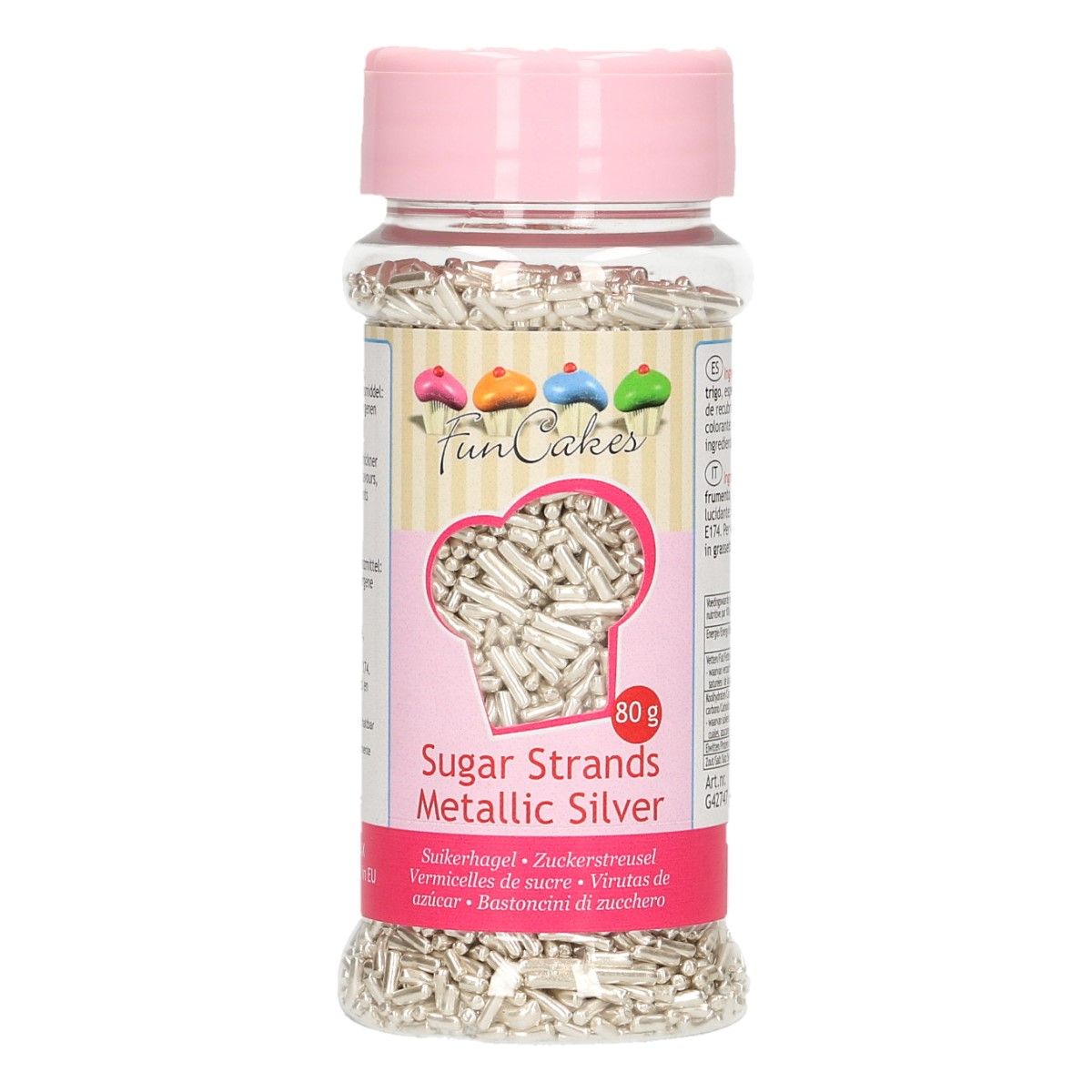 Funcakes sugar strands -mettalic silver-80g