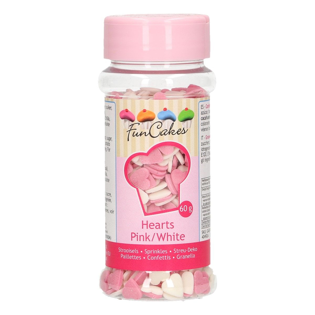 Funcakes hartjes- roze-wit -60g