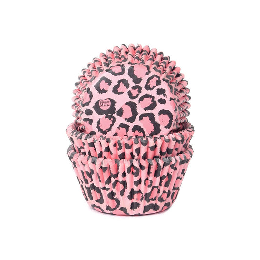 Hous of Marie bakingcups roze luipaardprint