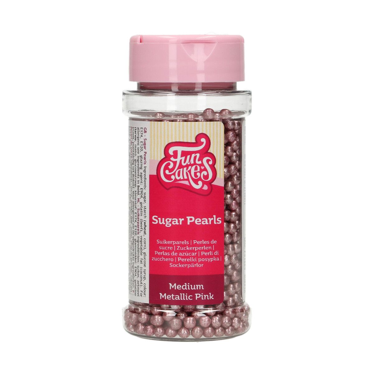 Funcakes suikerparels- metallic pink-80g