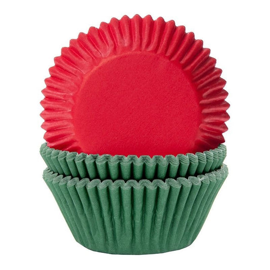 Cupcake Cups HoM Effen Kerst Mix 50x33mm. 50st.