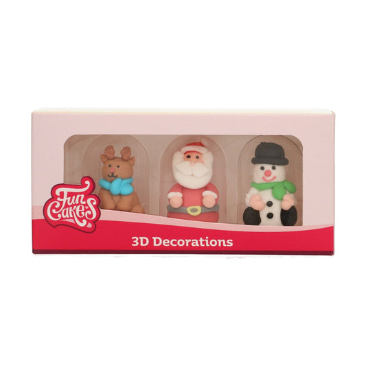 FUNCAKES SUIKERDECORATIE 3D KERSTFIGUREN SET/3