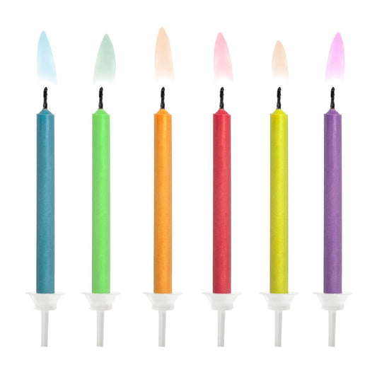 PARTYDECO VERJAARDAG KAARSEN GEKLEURDE VLAMMEN PK/6