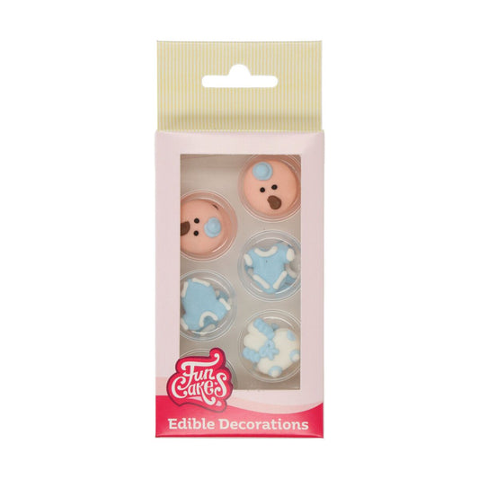 FUNCAKES SUIKERDECORATIE BABY BLAUW SET/12