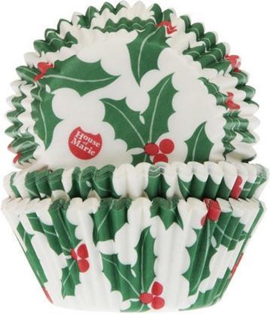 House of Marie Cupcake vormpjes - Kerst Hulst - 50 stuks