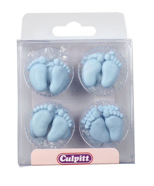 Culpitt Suikerdecoratie Baby Voetjes Blauw 12 paar