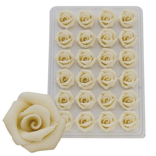 Marsepaine witte rozen 5stuks