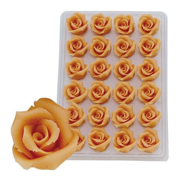 Marsepain zalmkleurige rozen 5 stuks