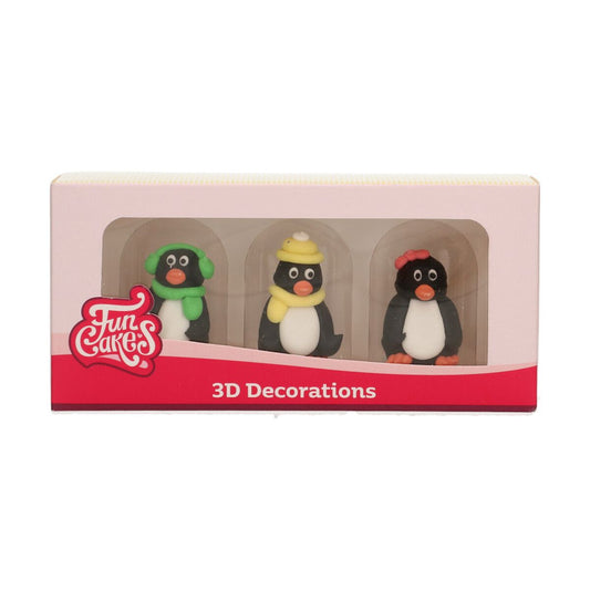 FUNCAKES SUIKERDECORATIE 3D PINGUÏN SET/3