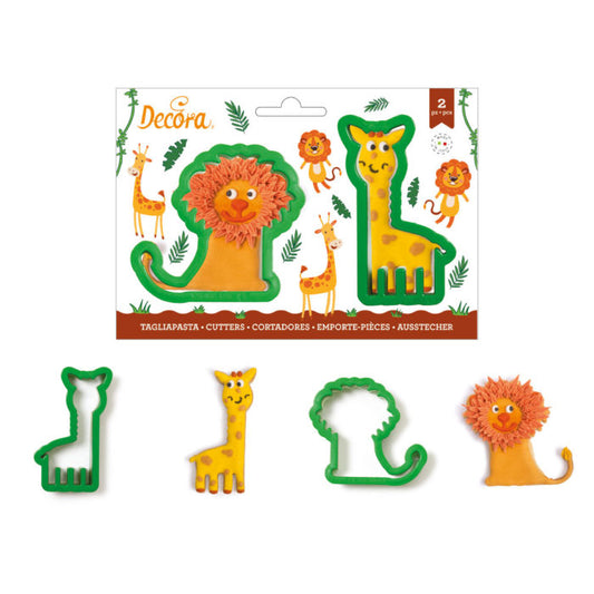 Decora Koekjes Uitsteker Set Giraf & Leeuw / 2 stuks