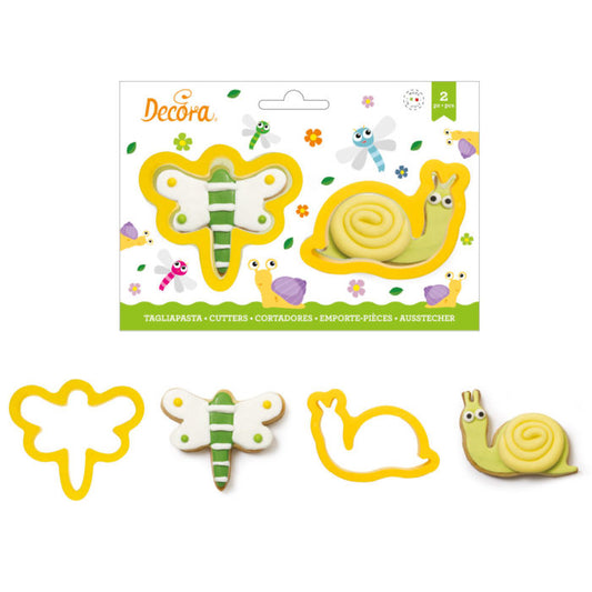 Koekjesuitsteker set Libelle en Slak