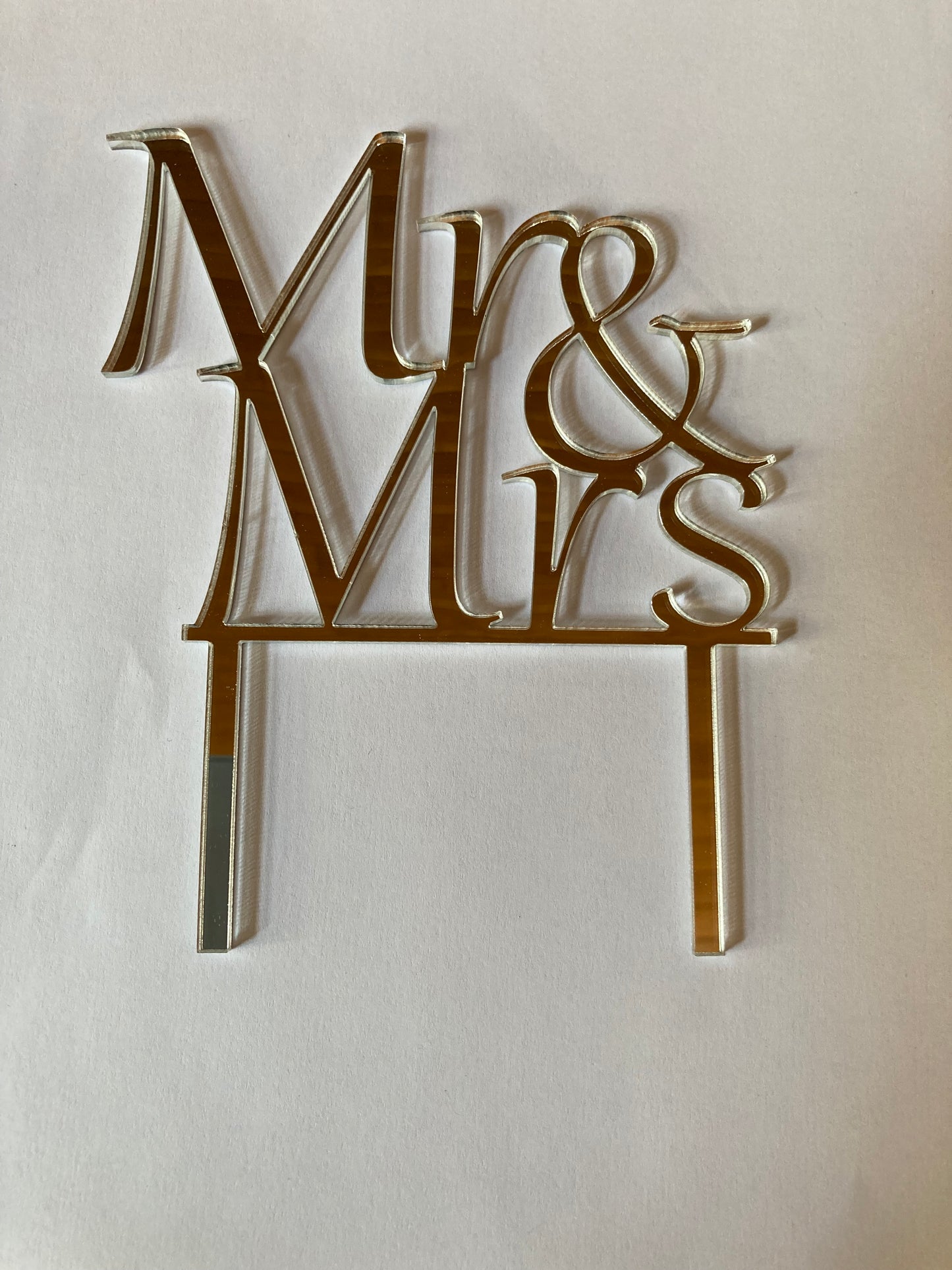 Taarttopper acryl  gold - Mr & Mrs