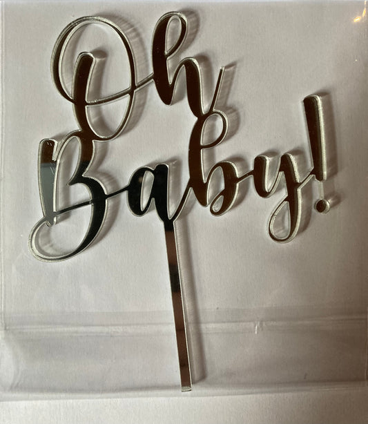 Taarttopper acryl  Zilver - OH baby!