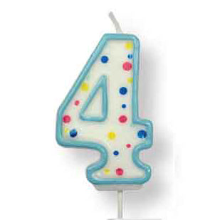 Number 4 Candle Blue